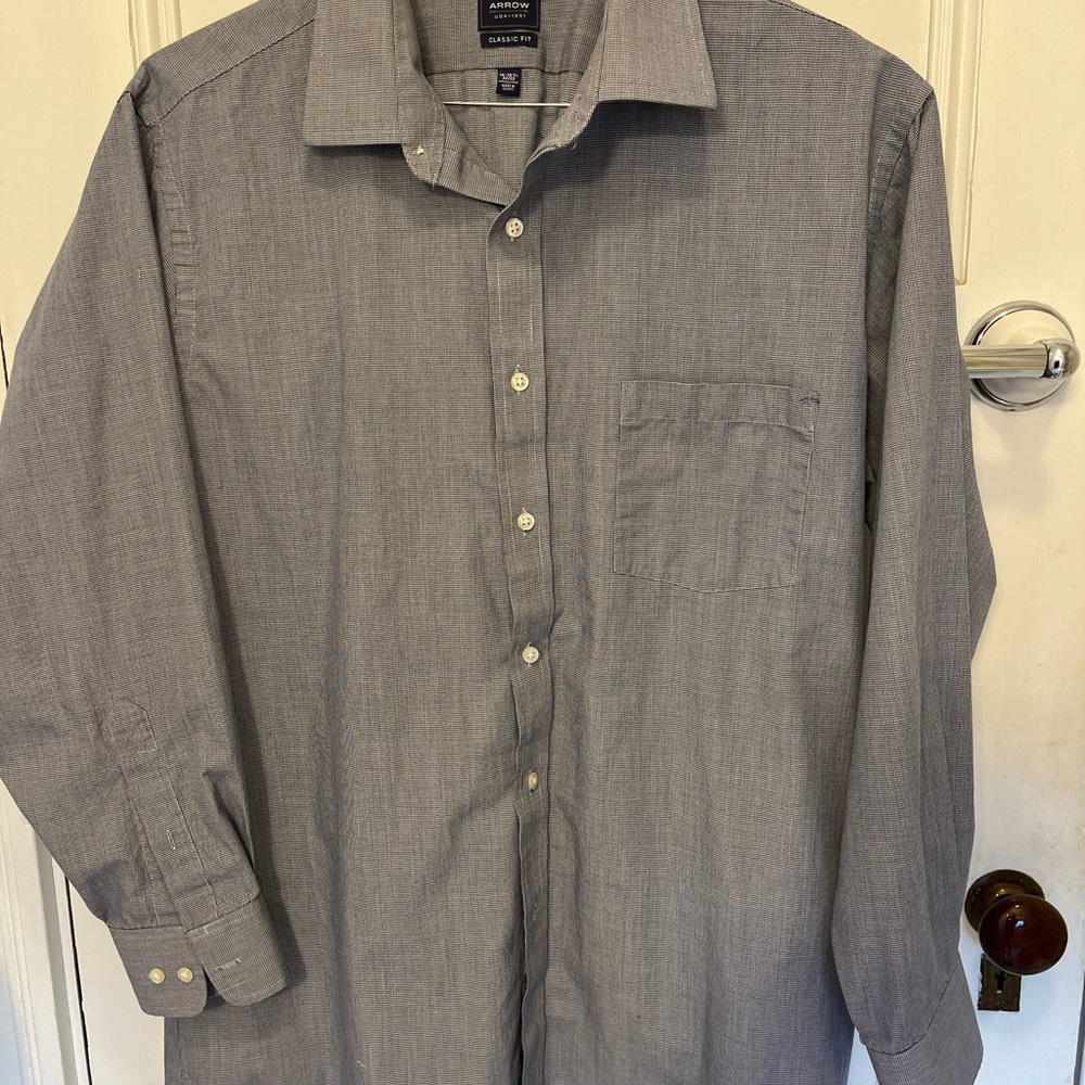 Arrow Gray Casual Button Down Shirt Classic Fit